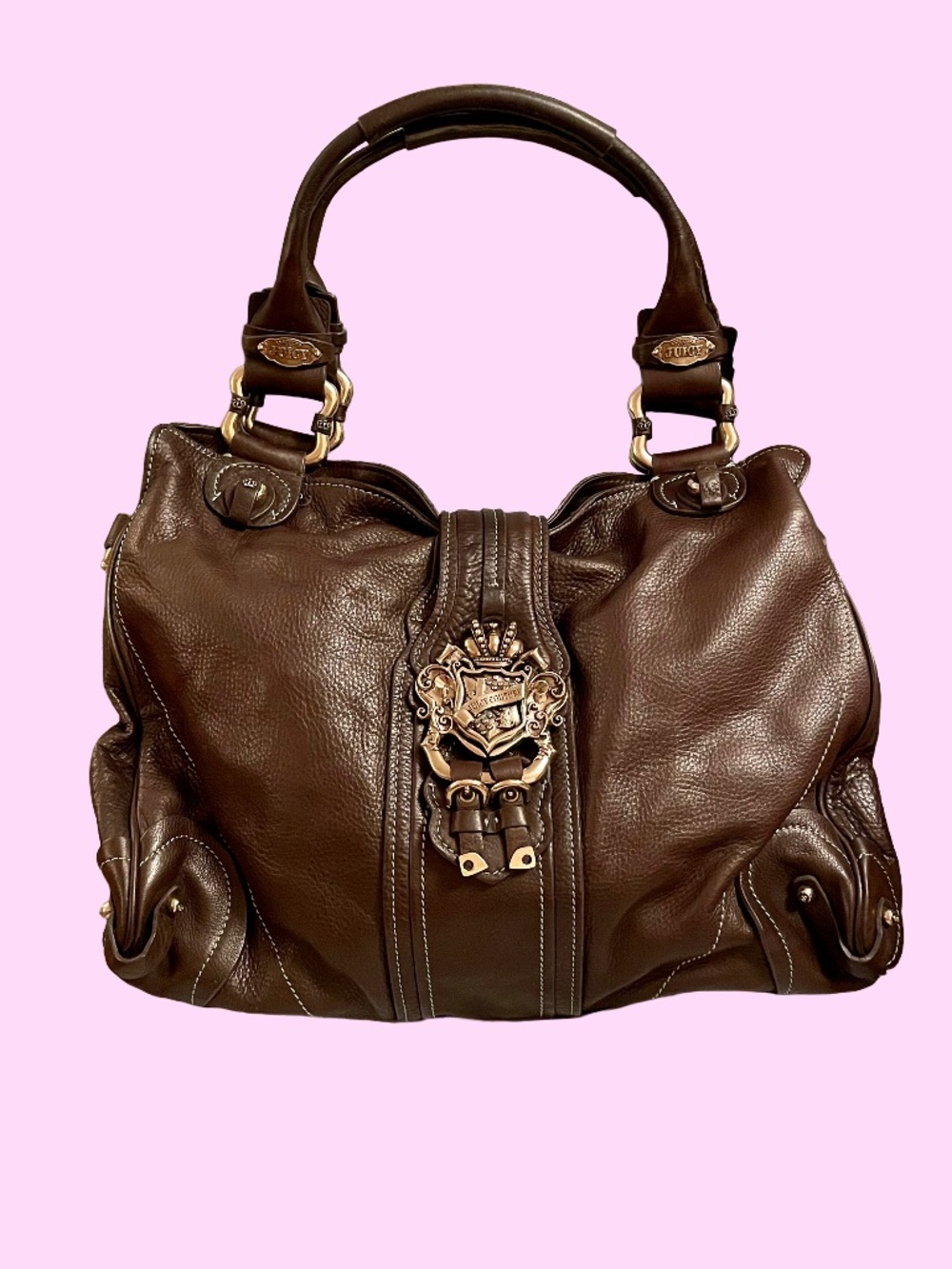 Vintage Y2K Juicy Couture Leather Satchel Crown Crest
